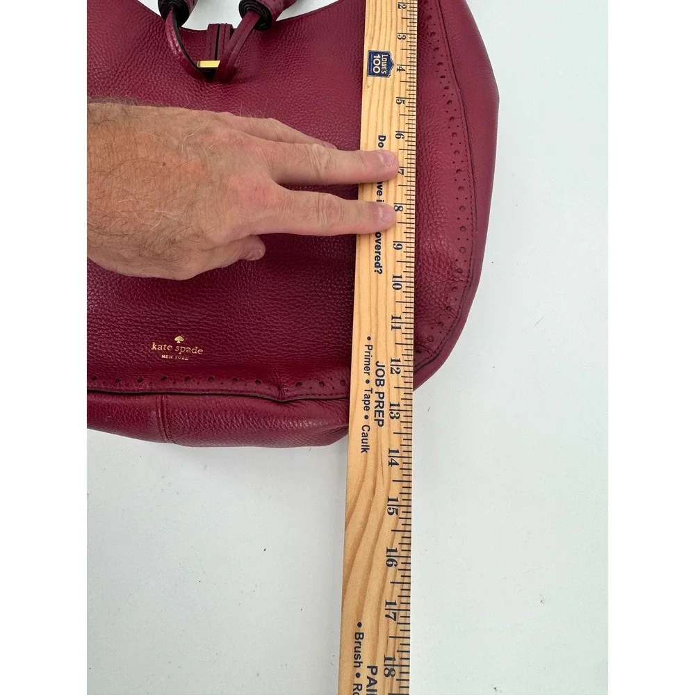 Kate Spade Hobo Bag Women Fuchsia Pebbled Leather‎ Tassel Perforated PXRU5600